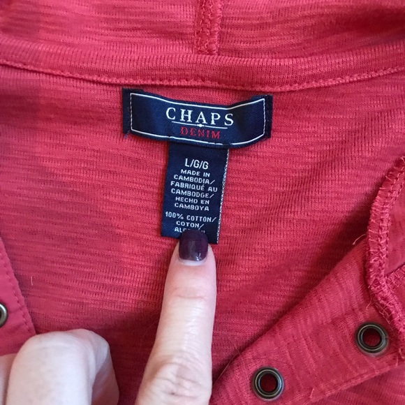 Chaps Denim red hoodie. - Picture 3 of 4